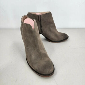 Soho NYC Cobbler Tan Leather Suede Booties Side Zip Wedge Women's Size 11